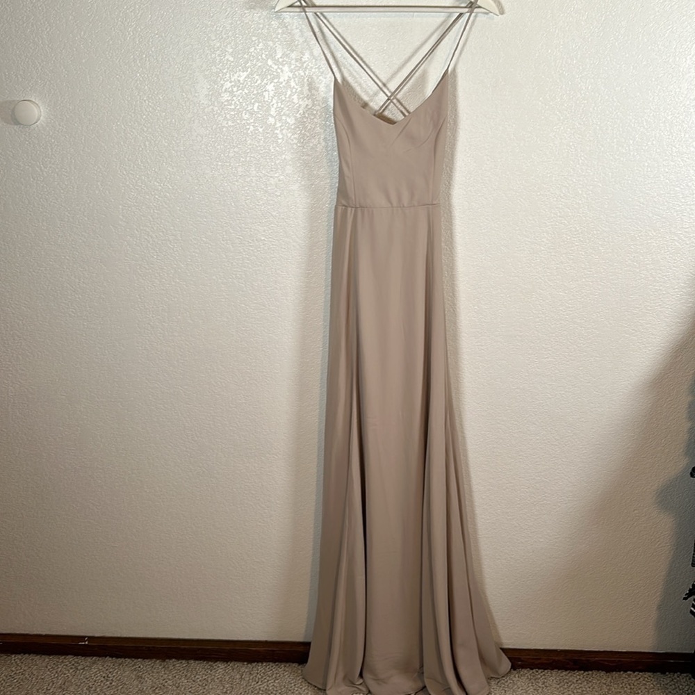 Show Me Your MuMu Godshaw Goddess Gown Dusty Pink Lace Up Back Size Medium - Picture 3 of 10